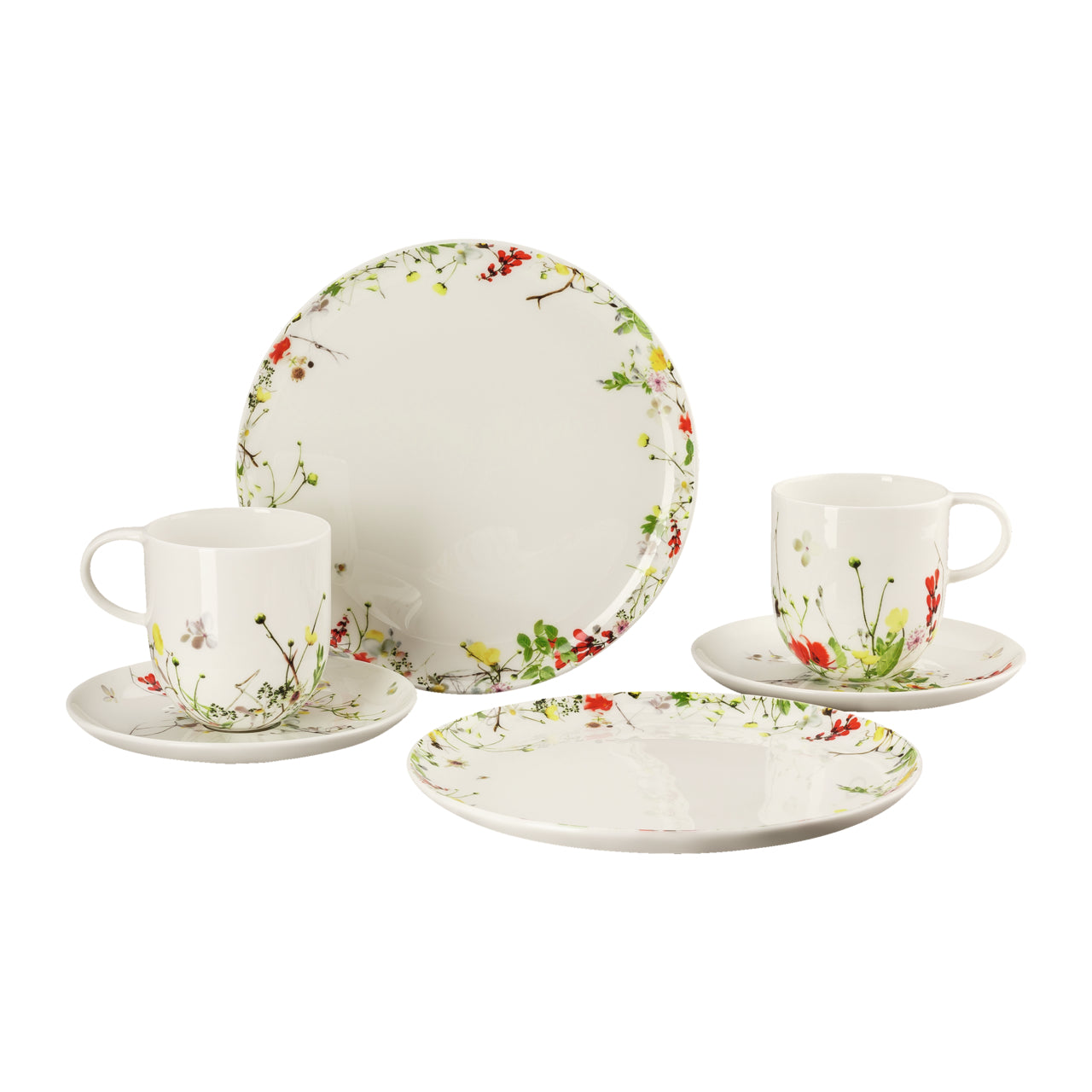 Rosenthal Brilliance Fleurs Sauvages 4-tlg. Set – Mit Fahnen- & Coupteller, Bone China