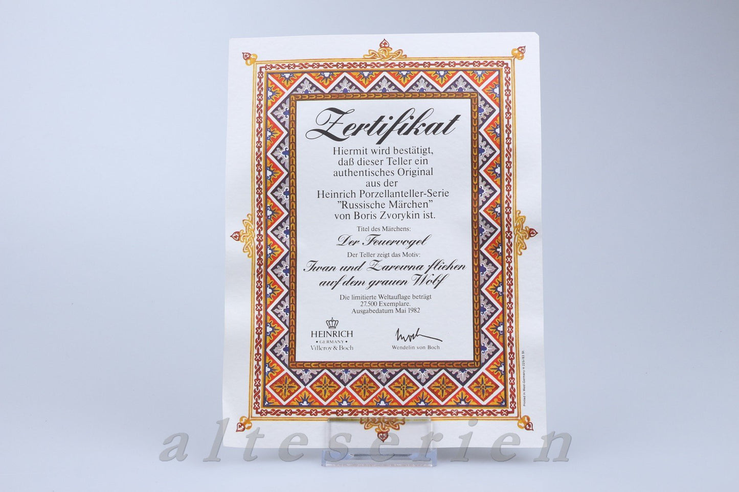 Wandteller Iwan und Zarewna fliehen auf dem grauen Wolf