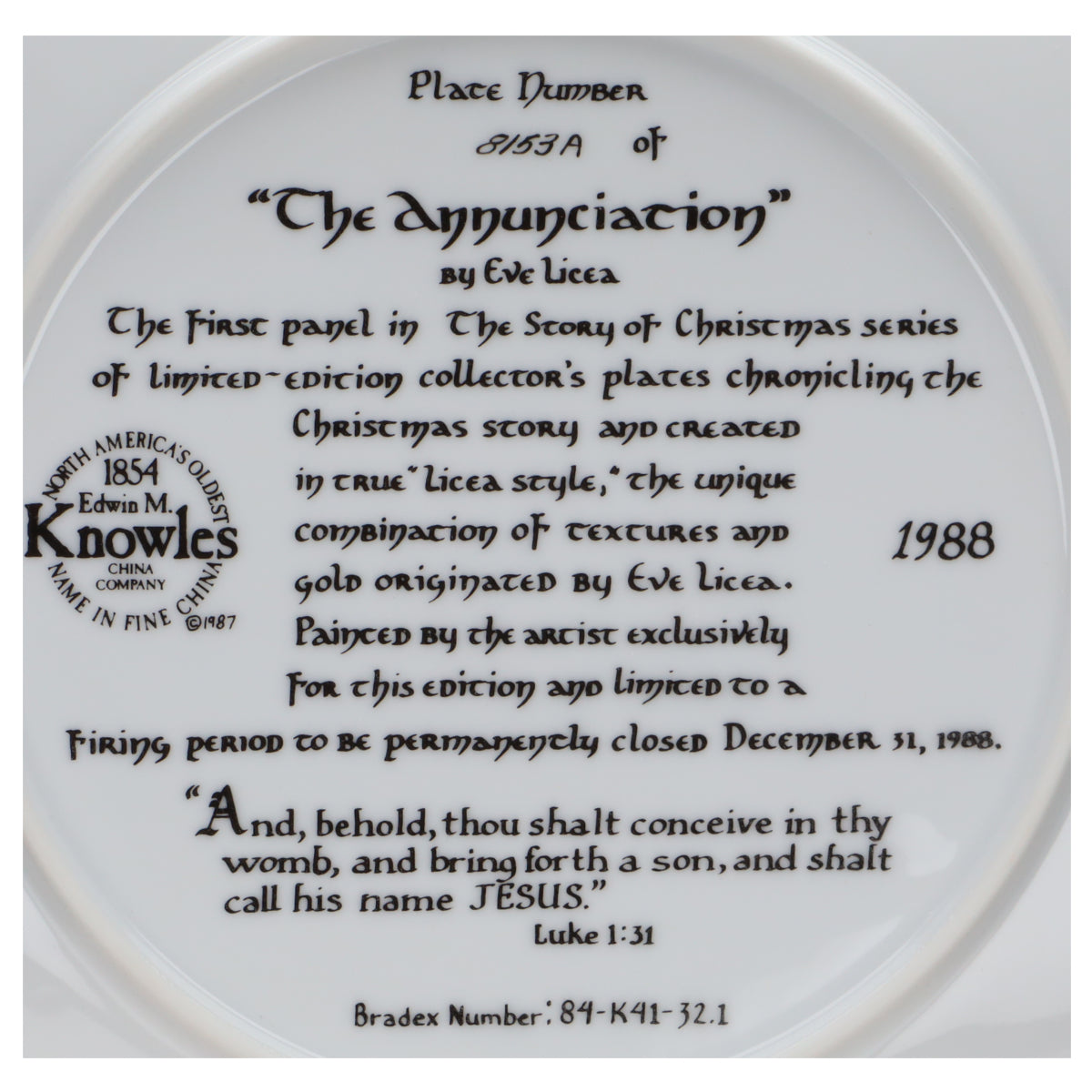 Sammelteller The annunciation Die Verkündigung mit OVP