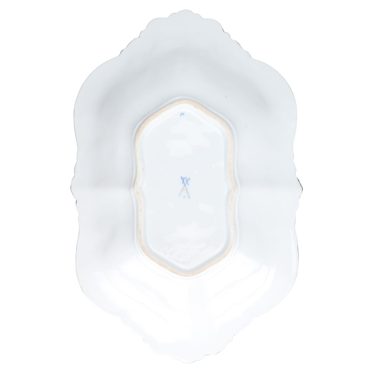 Prunkschale oval II.W Pfeifferzeit mit Goldapplikationen Rote Rose