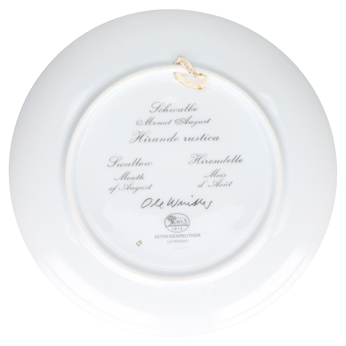Wandteller 08 August Schwalbe II. Wahl