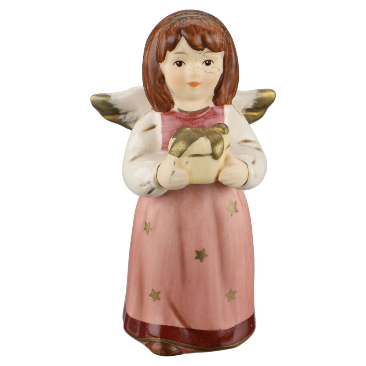Engel mit Geschenk, rotes Kleid