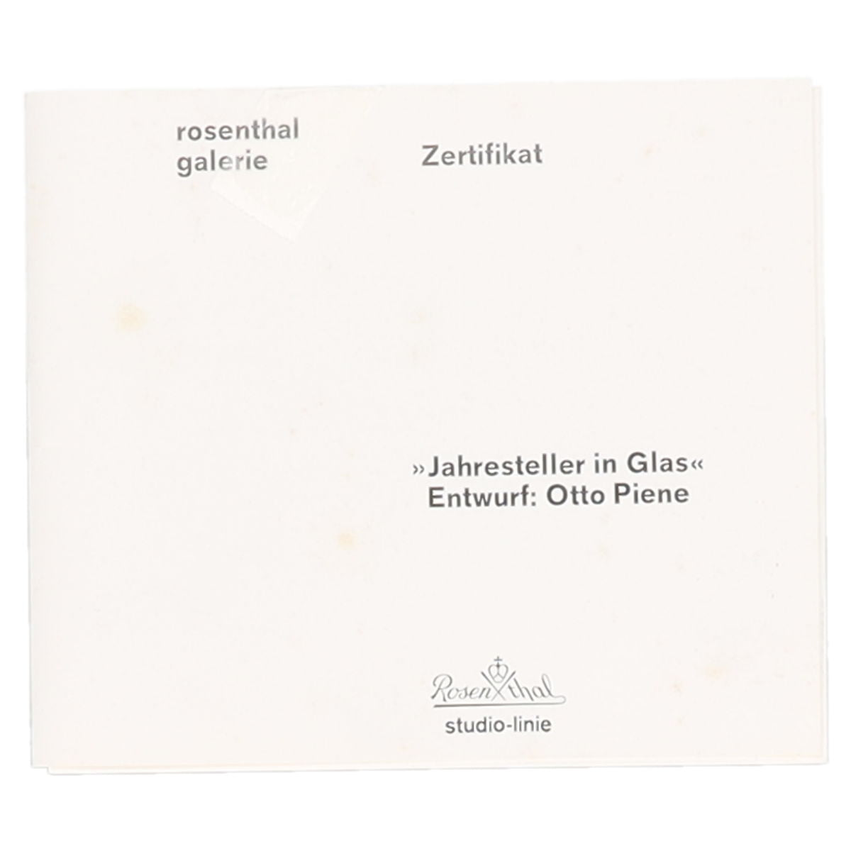 Jahresteller in Glas Otto Piene 1974 Gold glasklar mit Zertifikat OVP