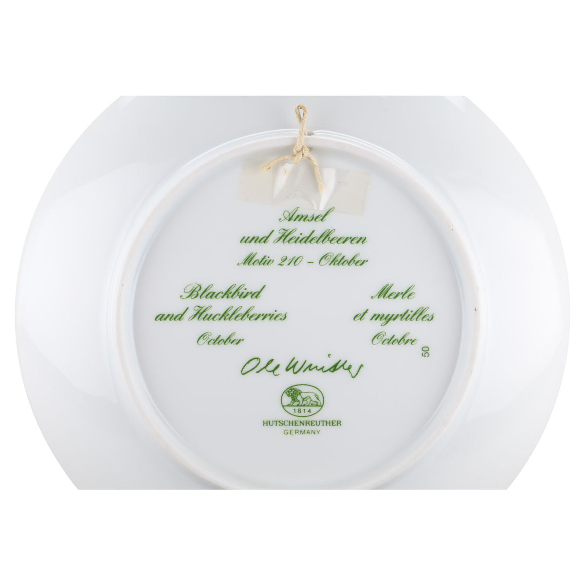 Wandteller klein - 210 Oktober Amsel + Heidelbeeren