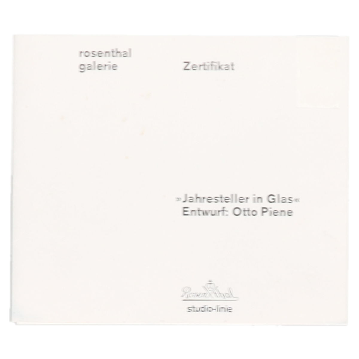 Jahresteller in Glas Otto Piene 1974 Gold hinterlegt mit Zertifikat OVP