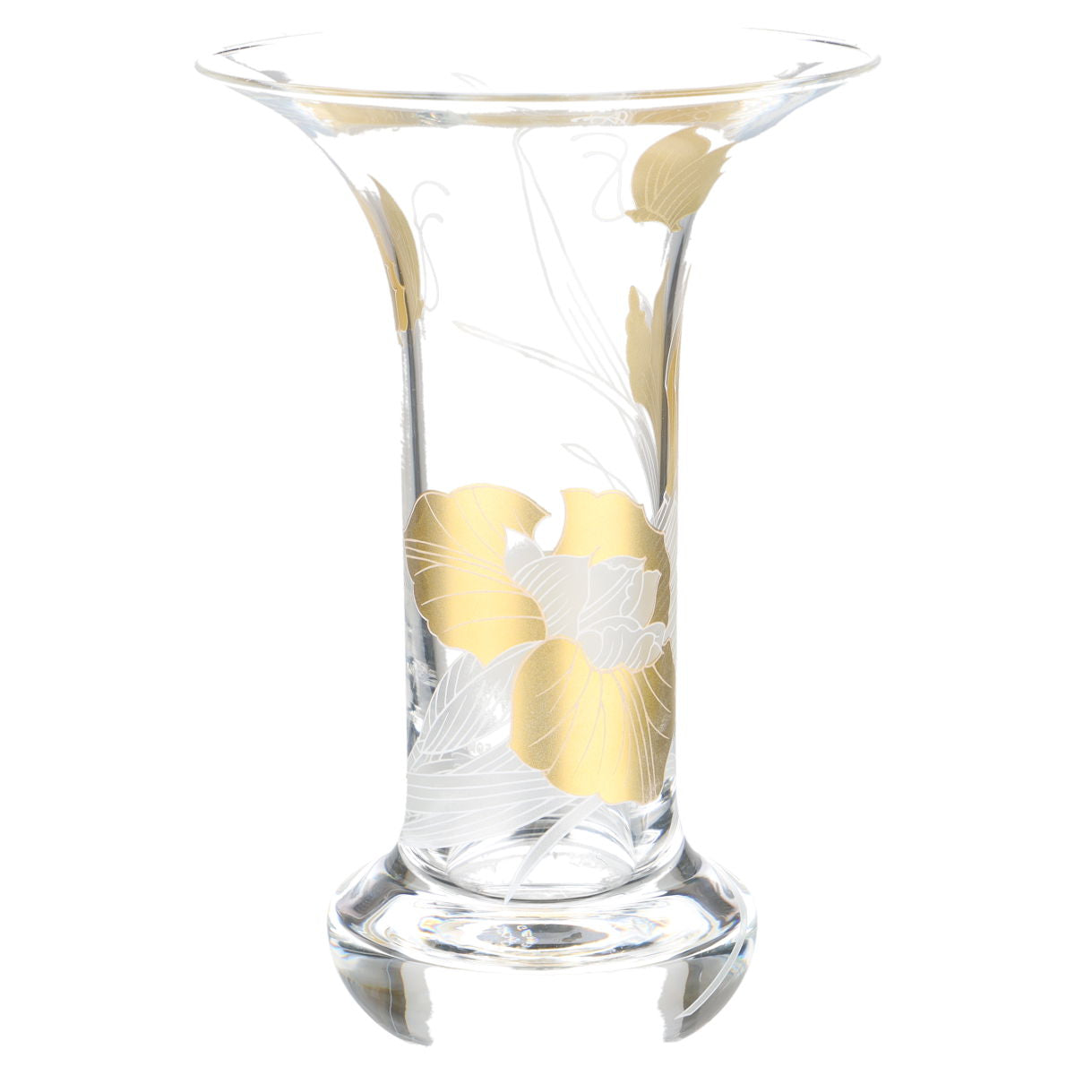 Trichtervase klein Blumen mit Goldblattmalerei