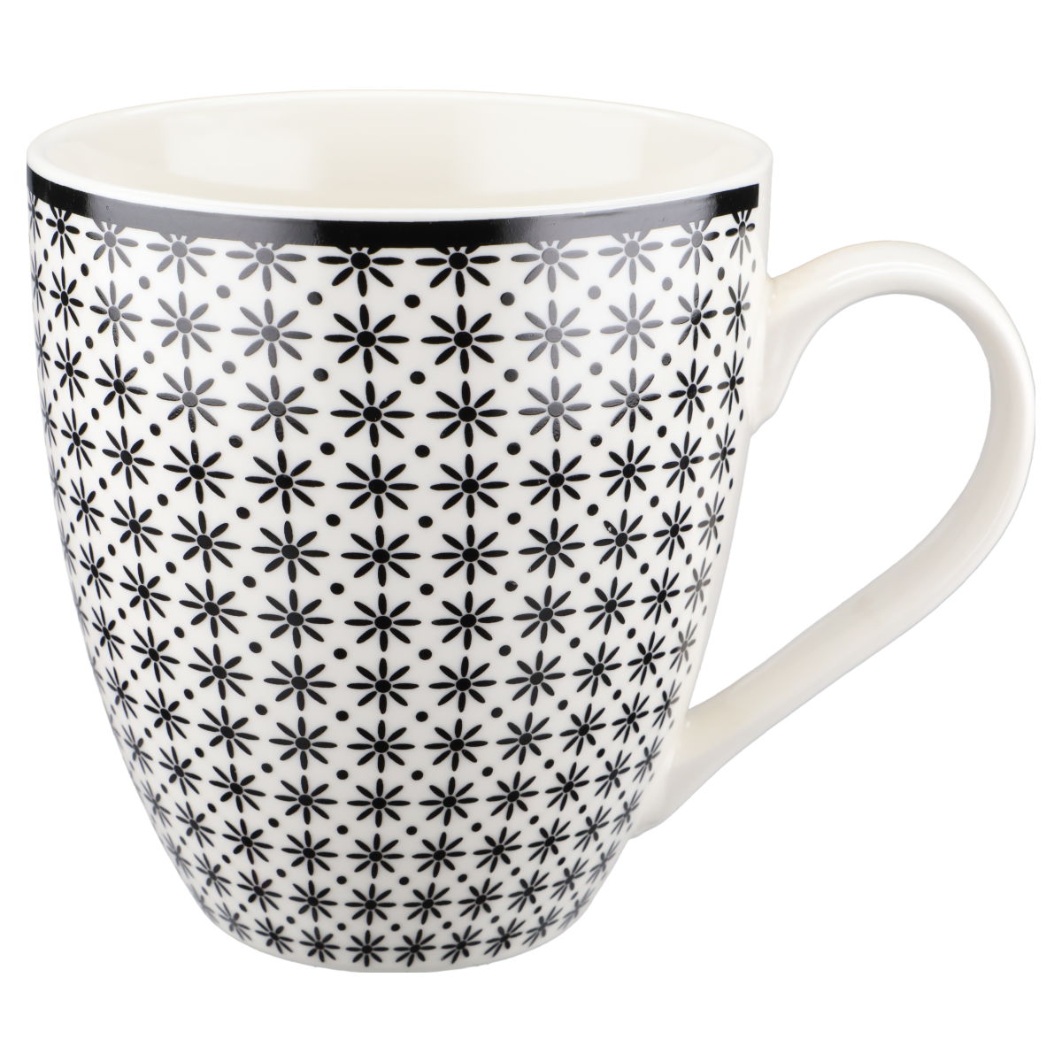 Jumbotasse Jumbobecher schwarze Blumen