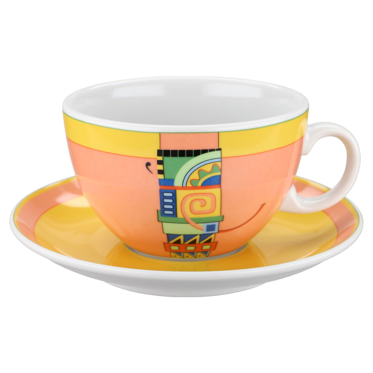 Cappucinotasse mit Untertasse gelbe Seite kaufen