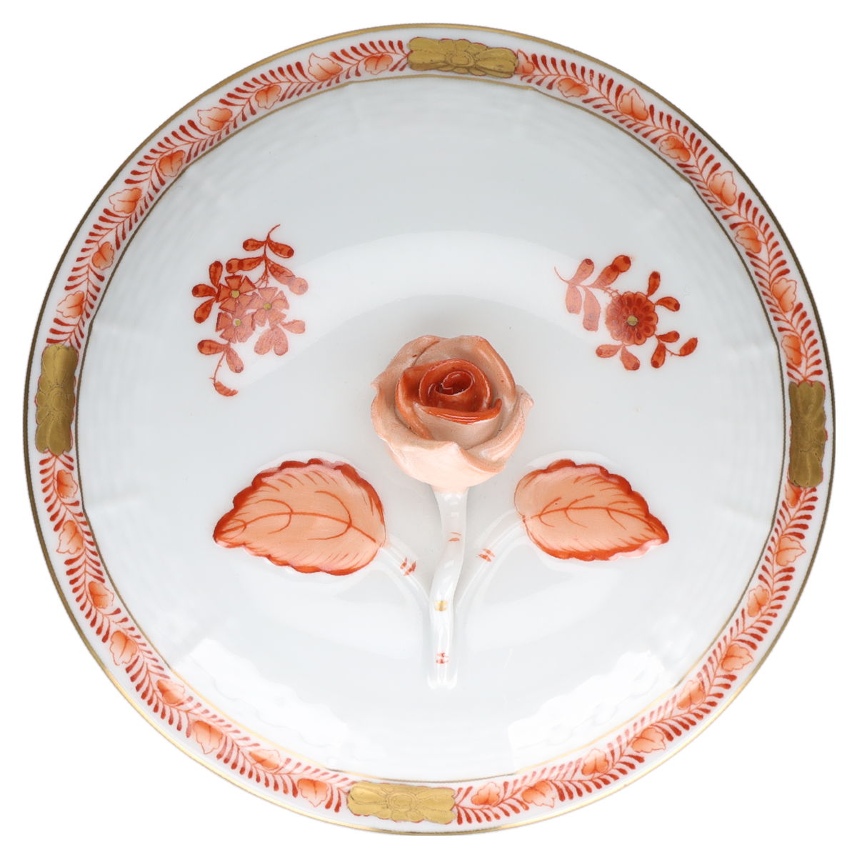 Deckel für Suppentasse Modell 744 Herend Ungarn Apponyi orange