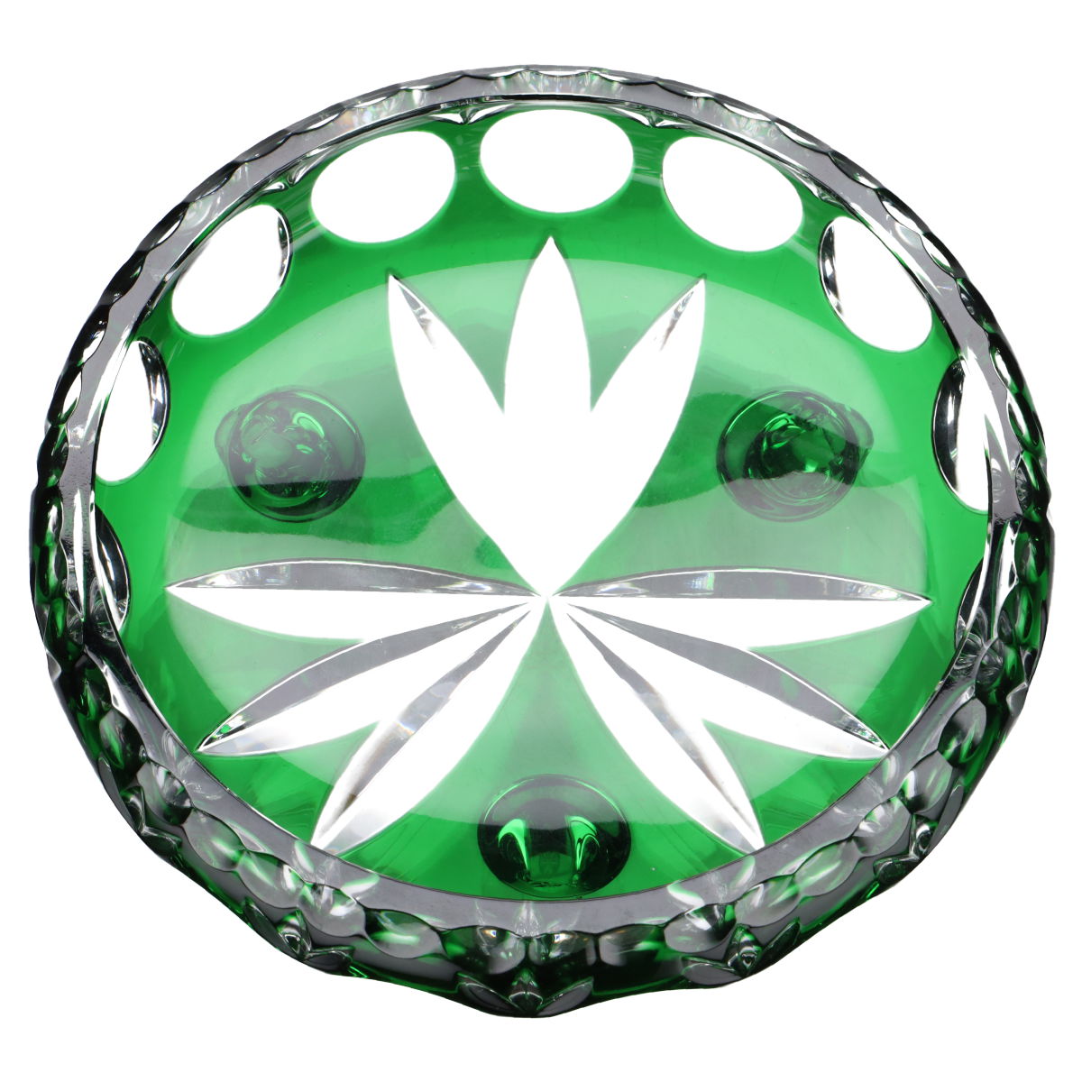 Schale auf 3 Füßen smaragdgrün mittelgroß