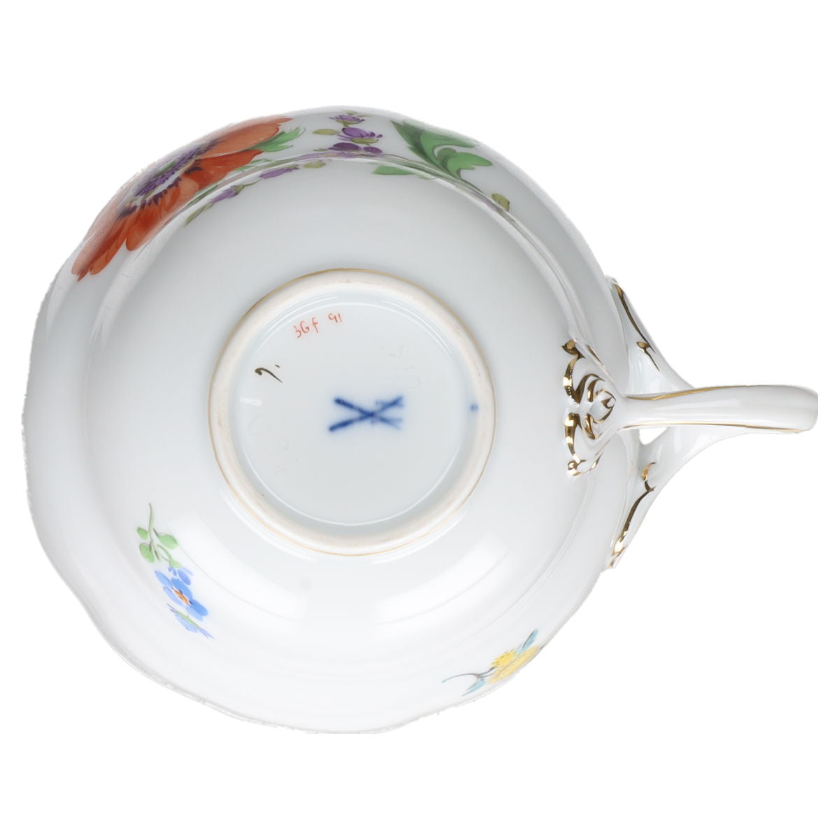 Kaffeetasse Blüte Rot Typ I Meissen Neuer Ausschnitt II.Wahl Bunte Blume