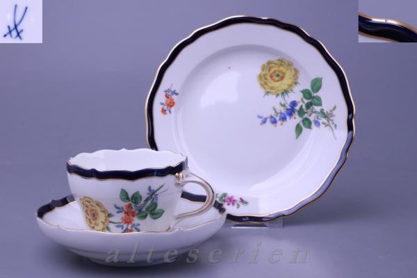 Meissen - Neuer Ausschnitt II.Wahl - Bunte Blume mit Kobaltrand