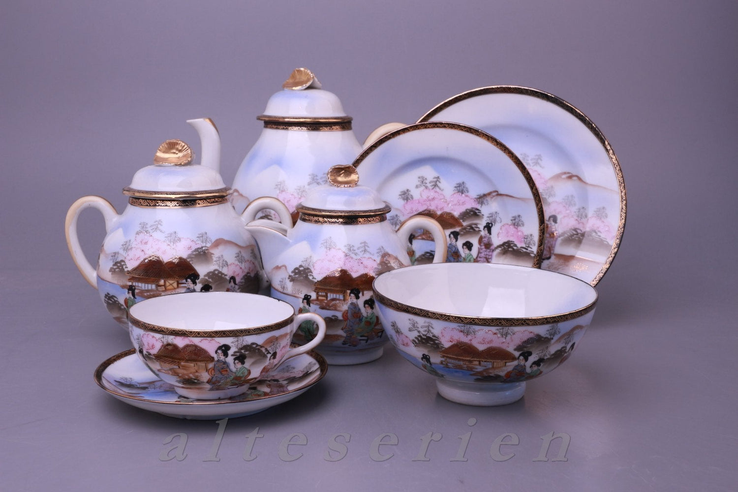 Teeservice Japan/China - Geishas zur Kirschblüte