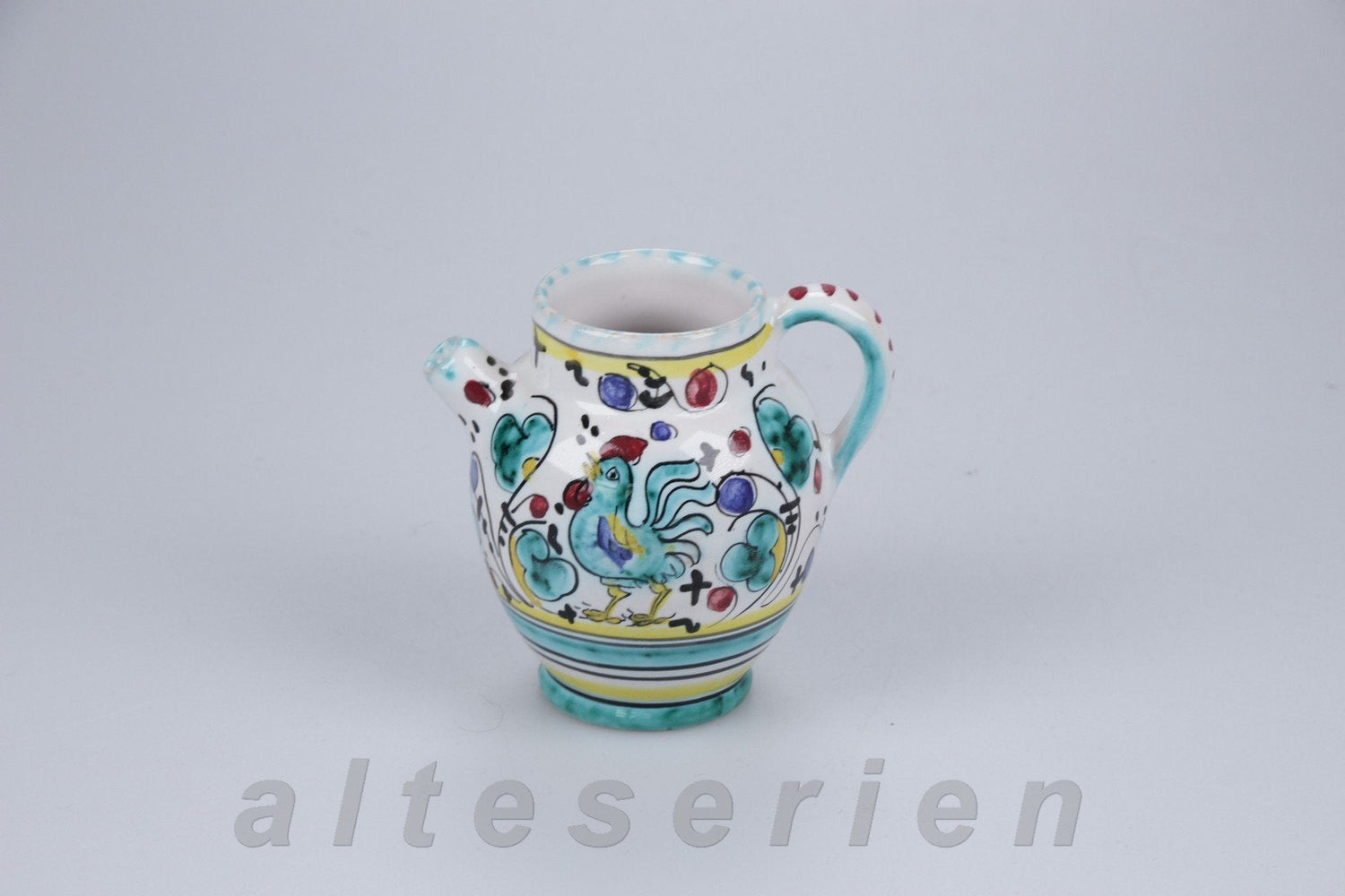 Italienische Majolika - Deruta - Grüner Hahn