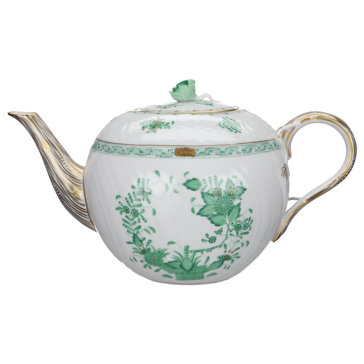 Herend Ungarn - Form Osier - Fleurs des Indes Vertes Basket Grün