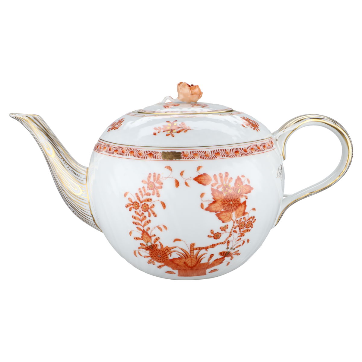 Herend Ungarn - Form Osier - Fleurs des Indes Oranges Basket