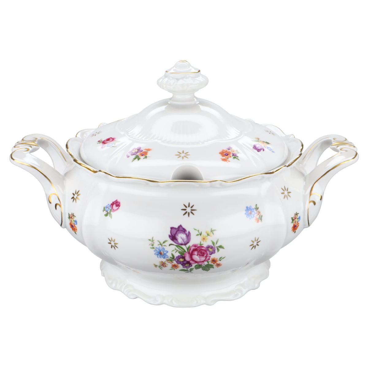 Reichenbach - Blumenbouquet mit Sternendekor + Goldrand