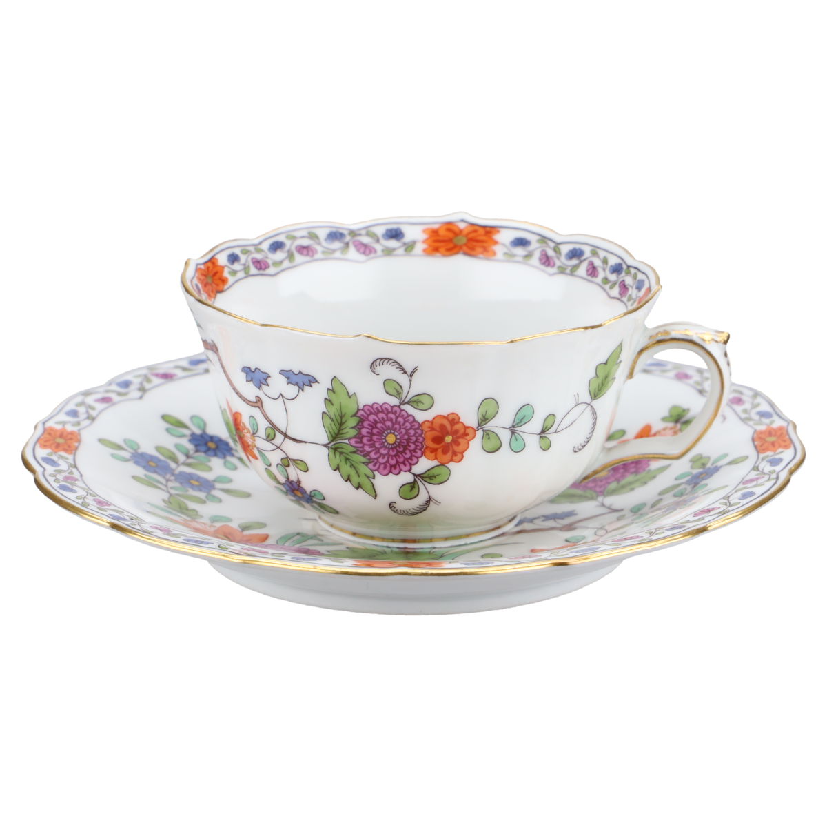 Meissen - Neuer Ausschnitt I.Wahl - Garbenmuster mit Kante - reich bunt