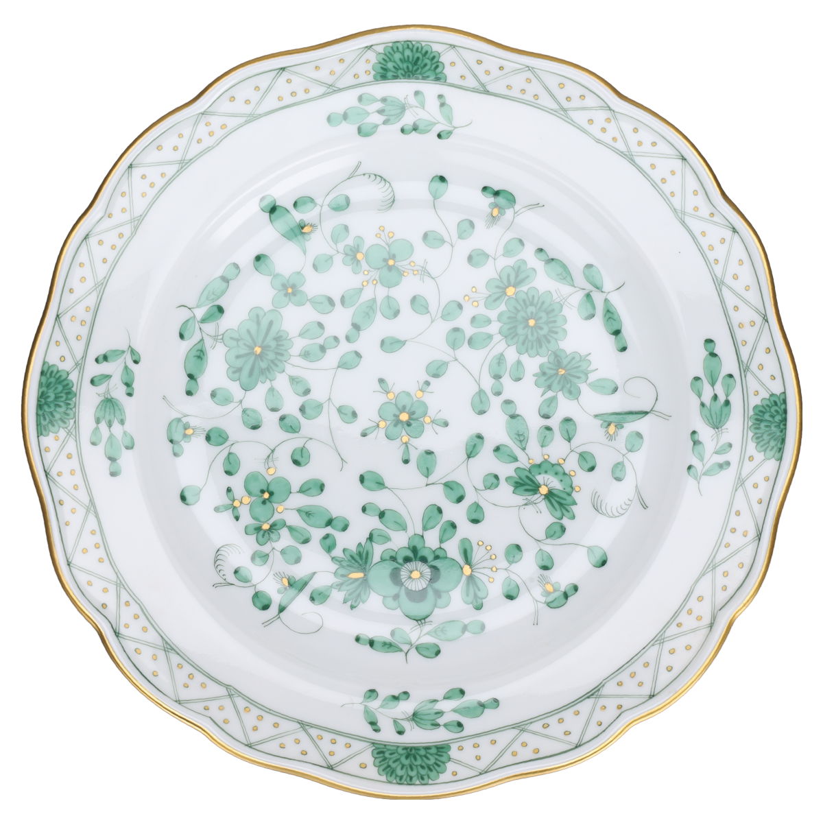 Meissen - Neuer Ausschnitt I.Wahl - Indische Malerei grün Reich