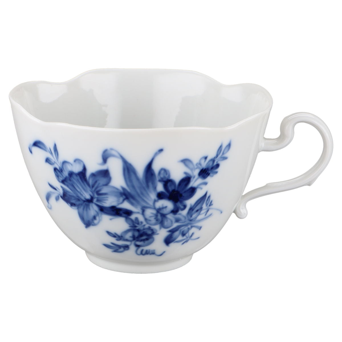 Meissen - unbekannte Form - Blaue Blume mit Insekten ohne Goldrand