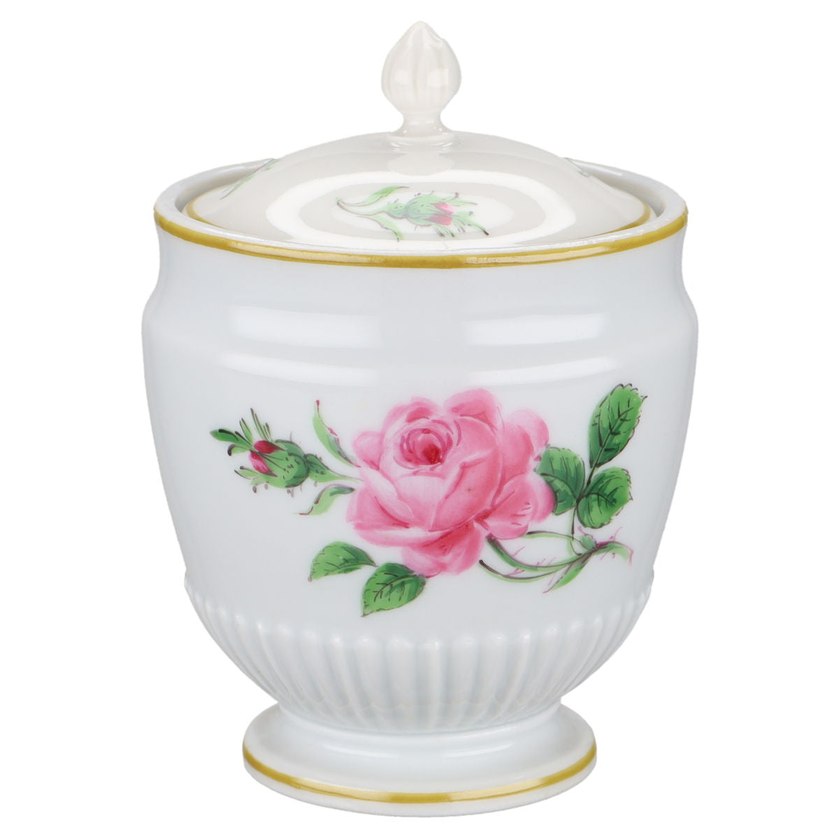 Meissen - Schwanenhals I.Wahl - Rote Rose gelber Rand