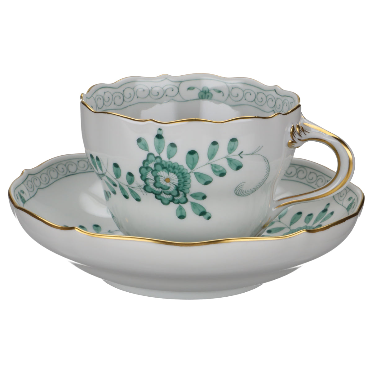 Meissen - Neuer Ausschnitt I.Wahl - Indische Malerei grün