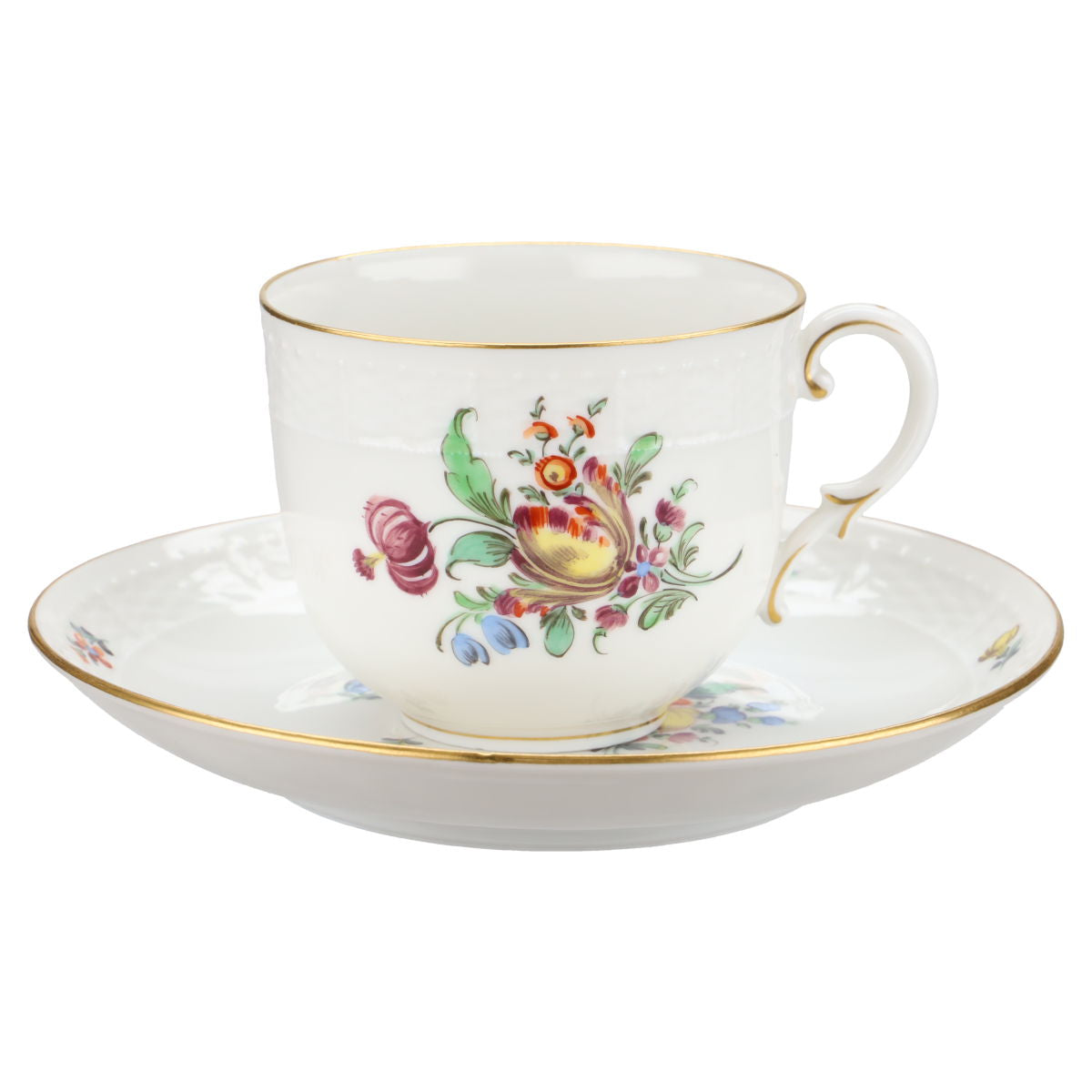 Nymphenburg - Korb Bunte Blume mit Goldrand