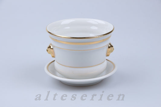 Übertopf D 10 cm mit Unterteller und Goldrand