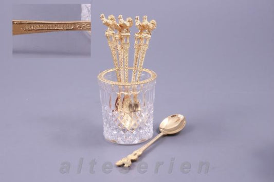 Löffelset 7-teilig Silber mit Goldauflage