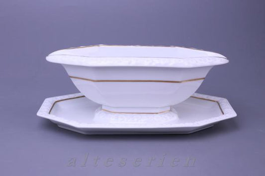 Sauciere mit Teller einteilig 2-Ausgießer