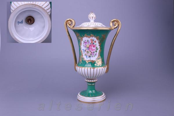 Amphore groß Dekor Grün Blumenbouquet