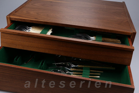 Menuebesteck für 6 P. und viel mehr im Holzkasten 51 tlg.