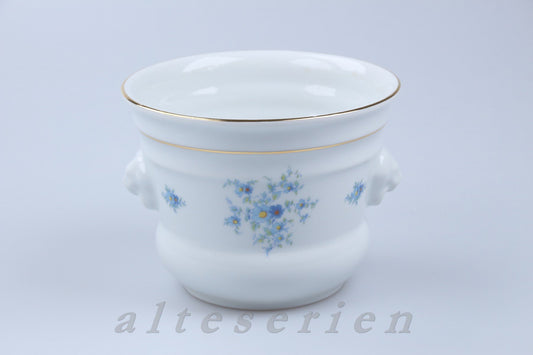 Übertopf mittelgroß blaue Blumen mit Goldrand