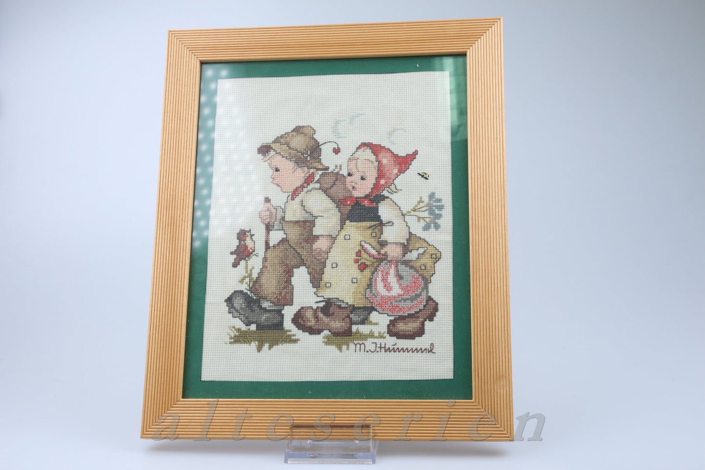 Stickbild im Holzrahmen Wir wollen gratulieren