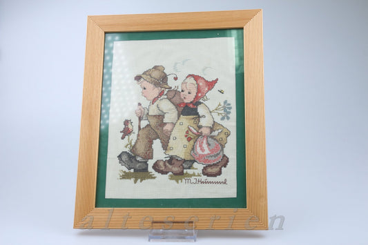 Stickbild im Holzrahmen Wir wollen gratulieren