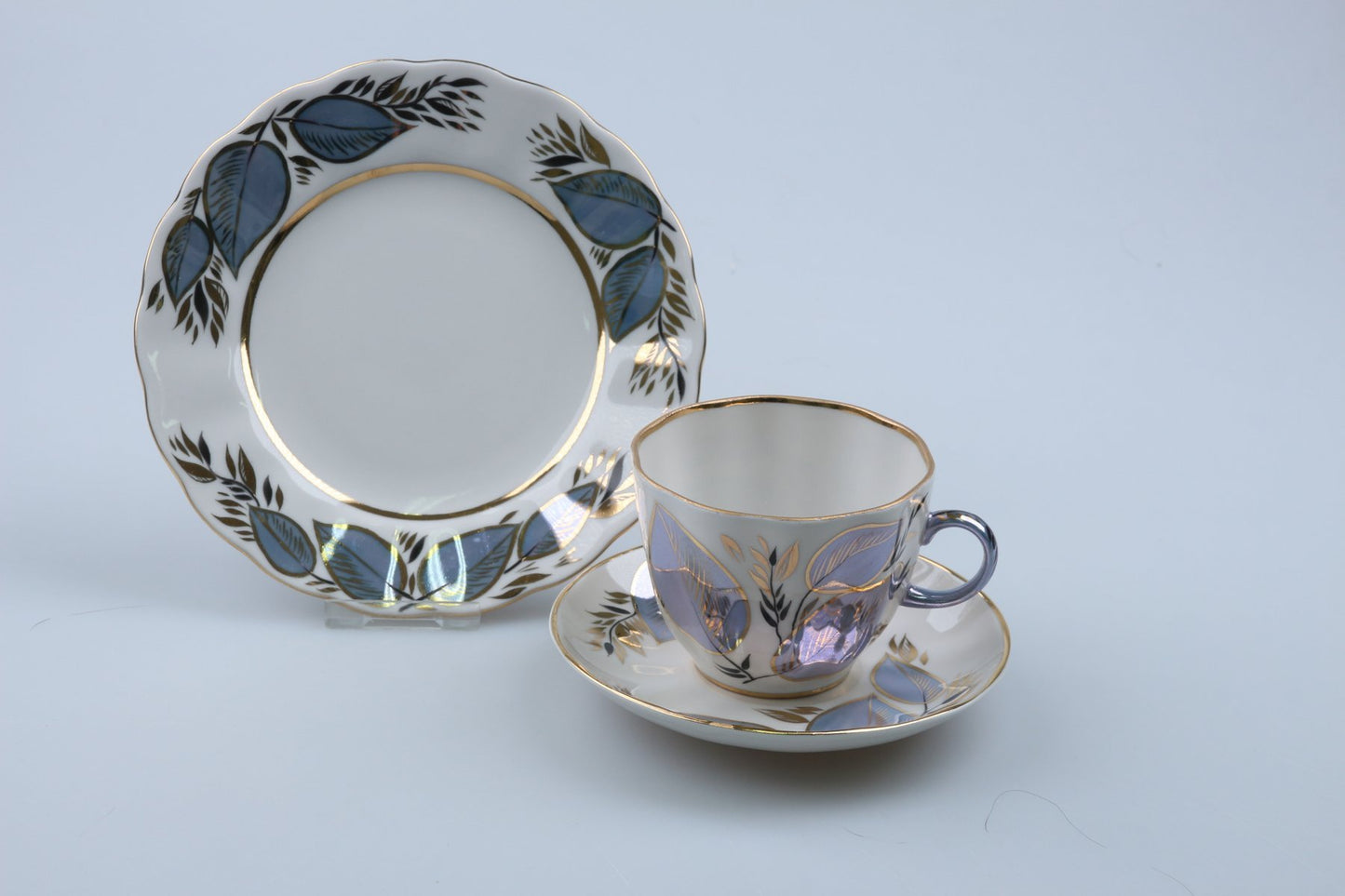 Kaffeegedeck Blaue Blätter