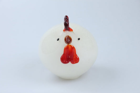 Glasfigur Hahn mg weiß