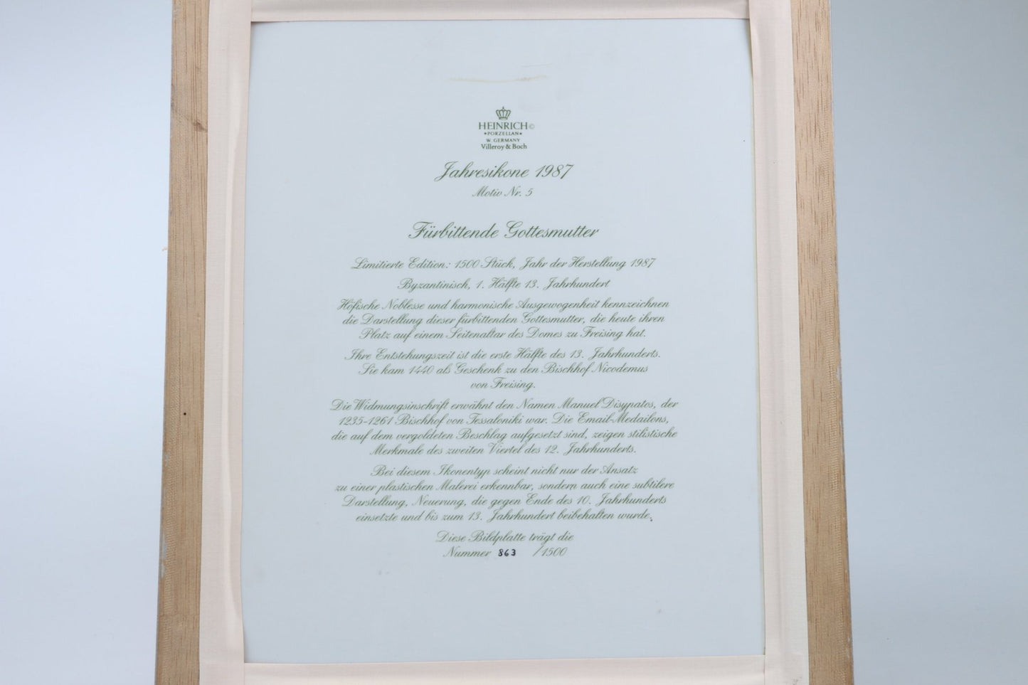 Jahresikone 1987 Motiv 5 Fürbittende Gottesmutter