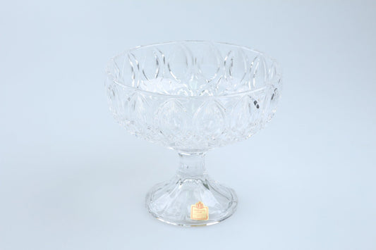 Schale auf Fuß Blätterschliff H 14,2 cm D 16 cm