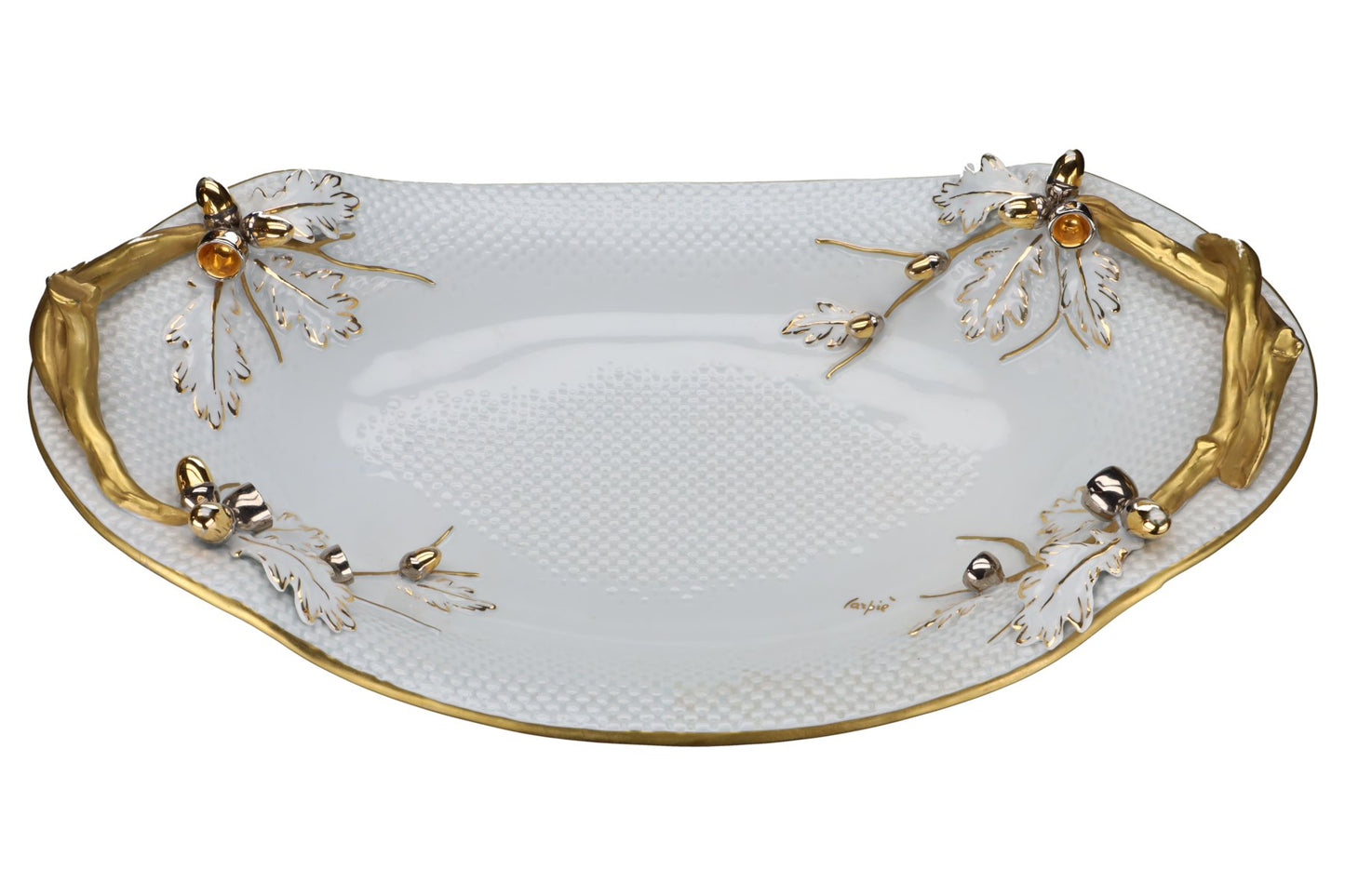 Zierschale groß schwer mit Applikationen