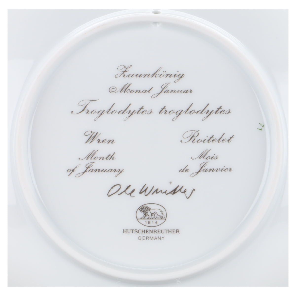 Sammelteller Wandteller klein Januar - Zaunkönig in OVP