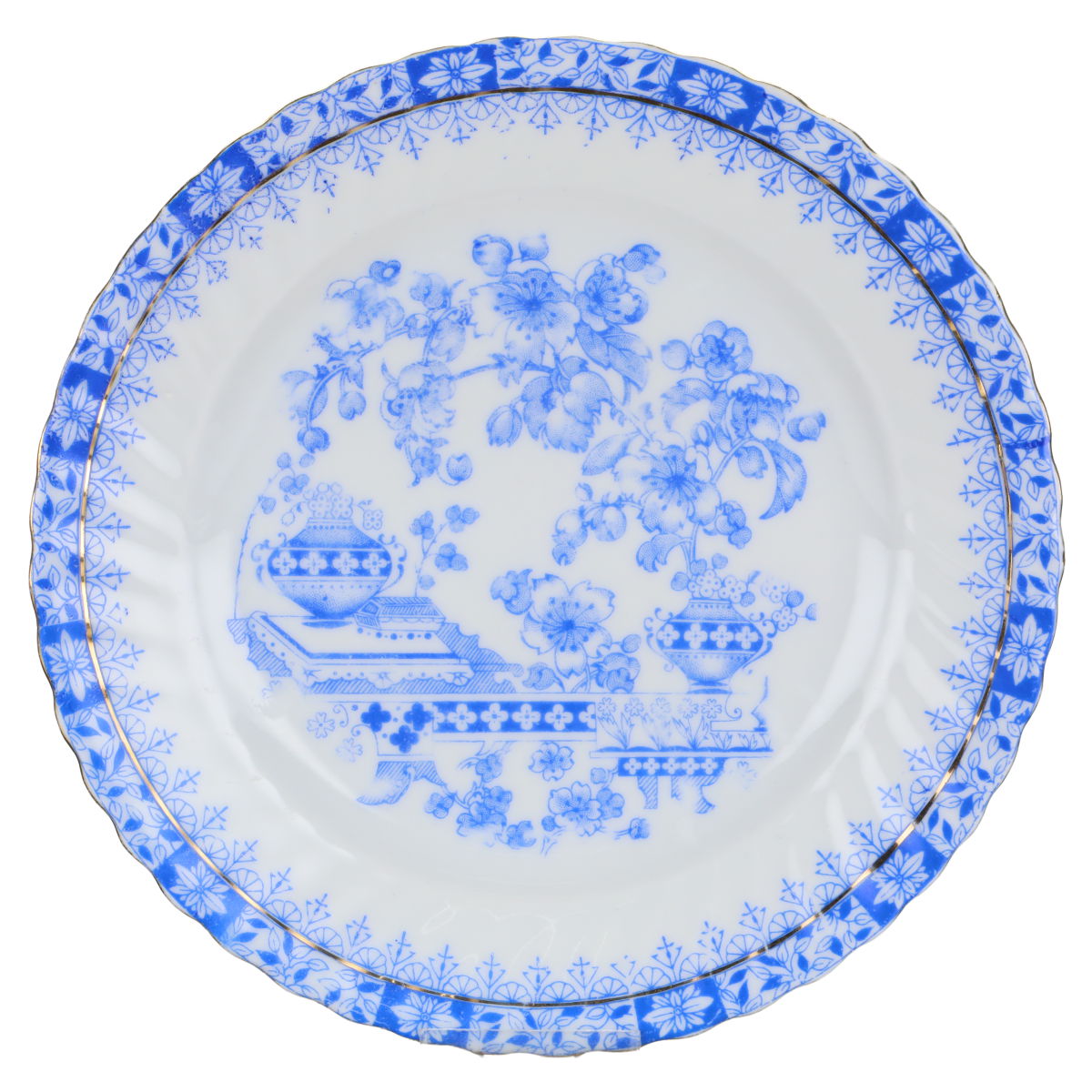 Kuchenteller doppelter Goldrand - Relief schräg