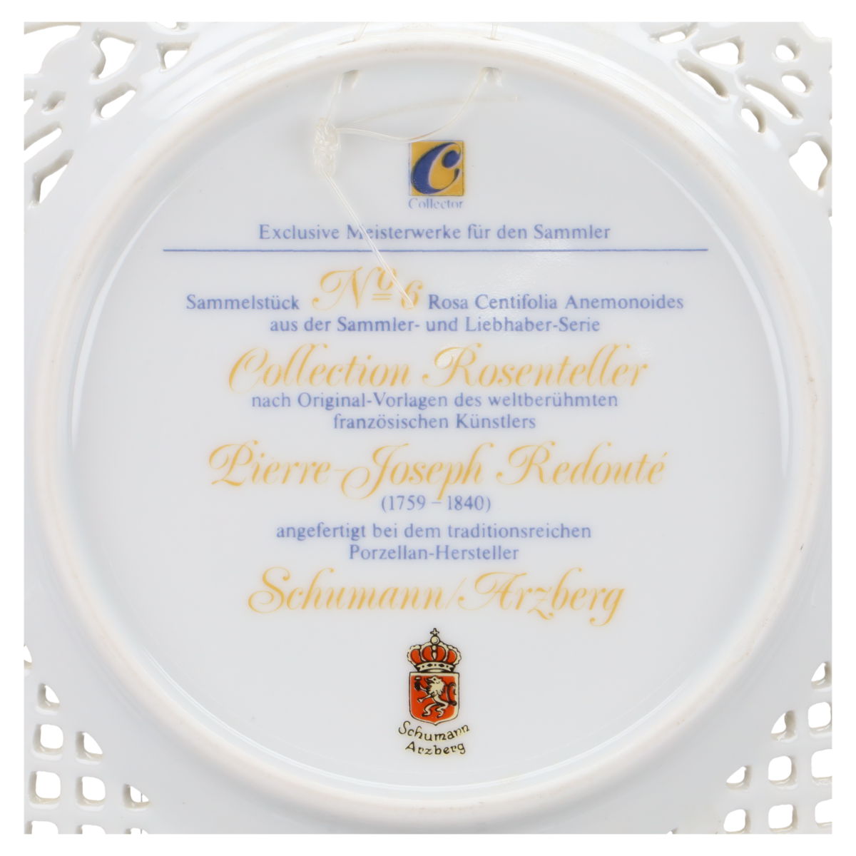 Sammelteller Durchbruch Nr. 6 Rosa Centifolia Anemonoides