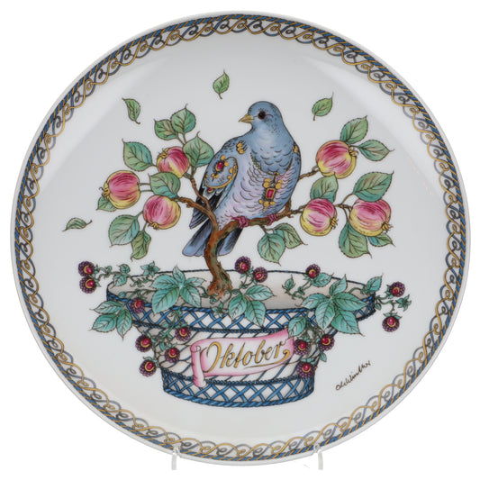 Wandteller groß Oktober Waldtaube