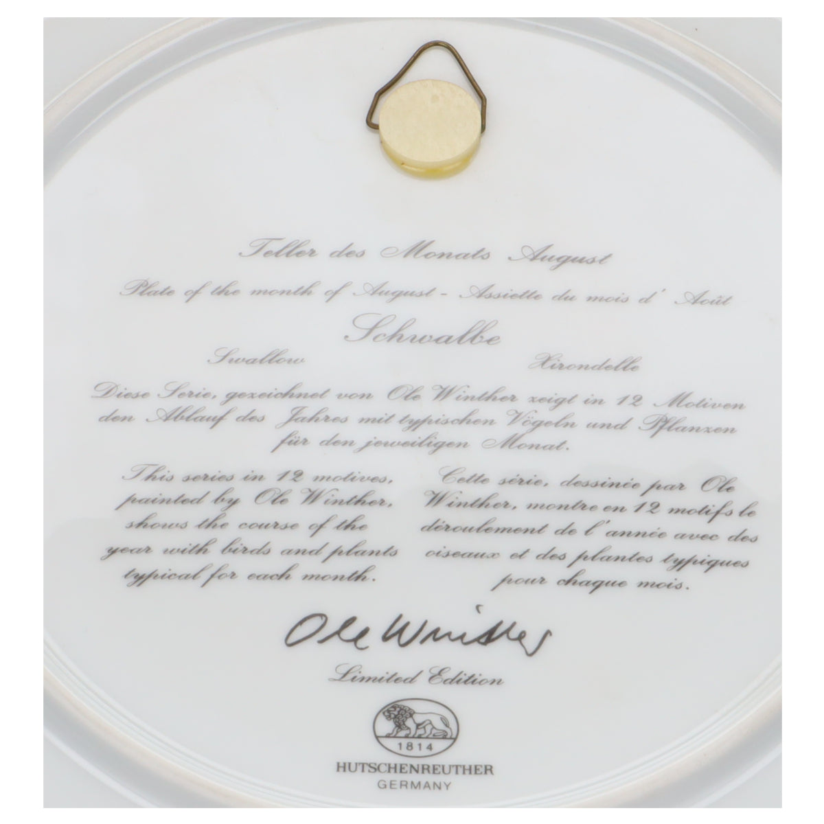 Wandteller groß August Schwalbe