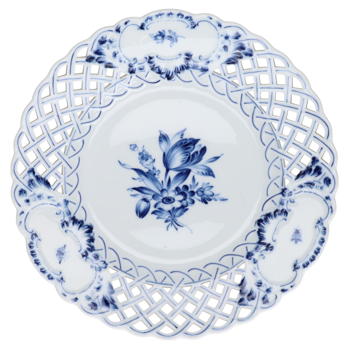 Durchbruchteller groß Blaue mit Insekten Blume I.Wahl