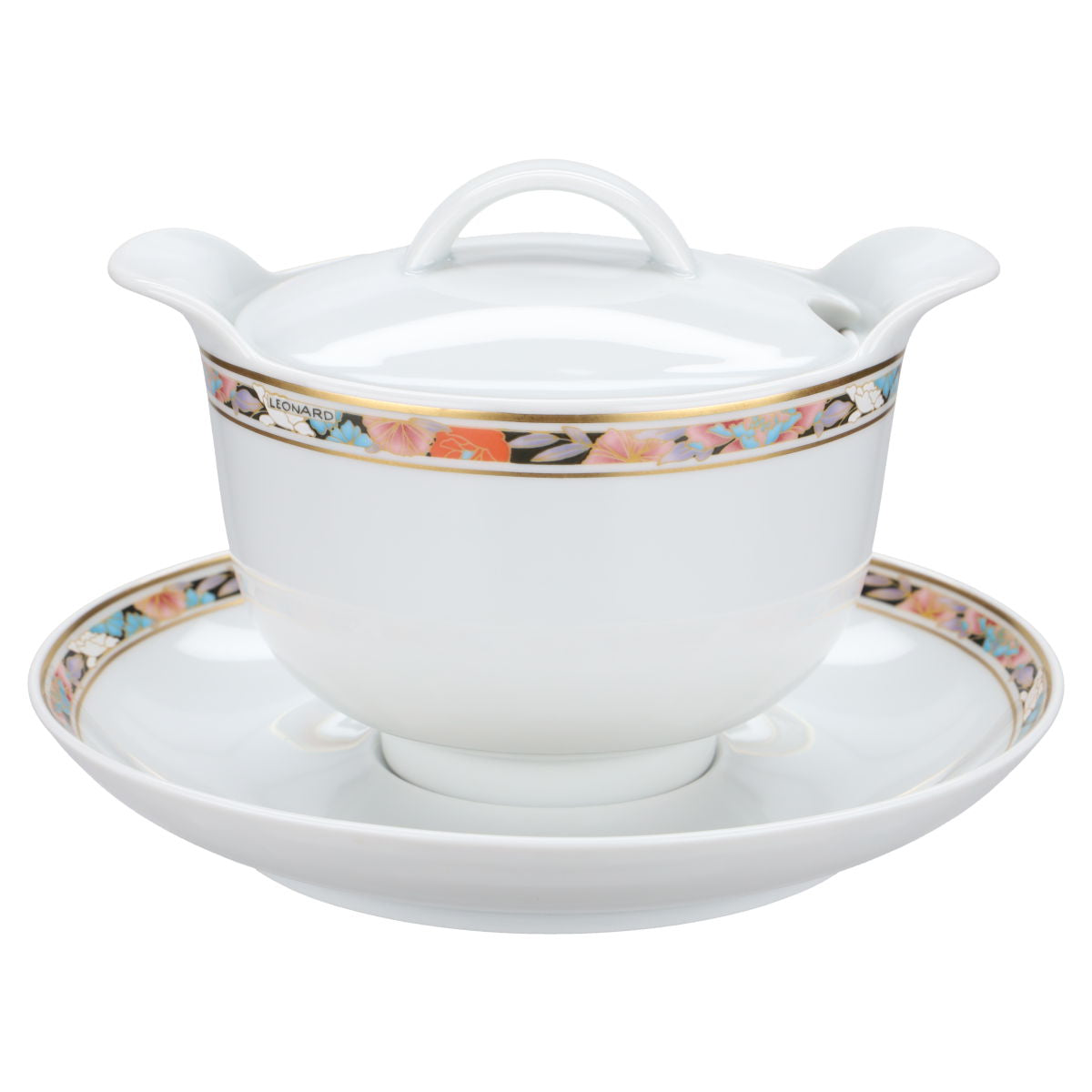 Sauciere mit Teller und Deckel 3-tlg.