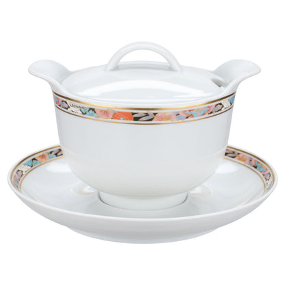 Sauciere mit Teller und Deckel 3-tlg.