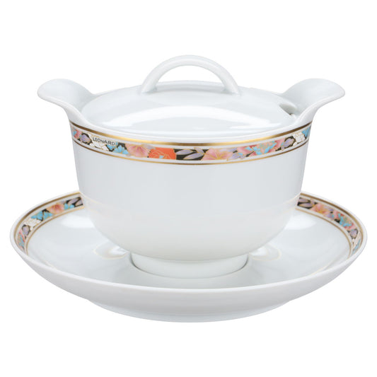 Sauciere mit Teller und Deckel 3-tlg.