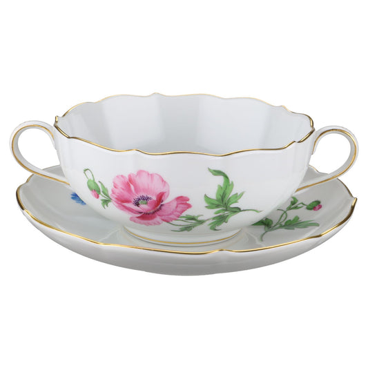 Suppentasse mit Untere Mohnblume pink
